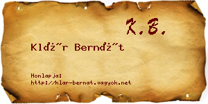 Klár Bernát névjegykártya